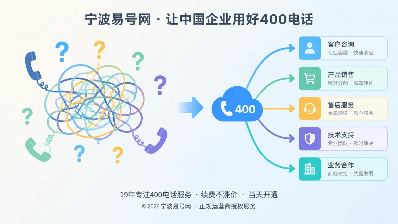 左侧混乱电话线右侧清晰业务分流的对比插画